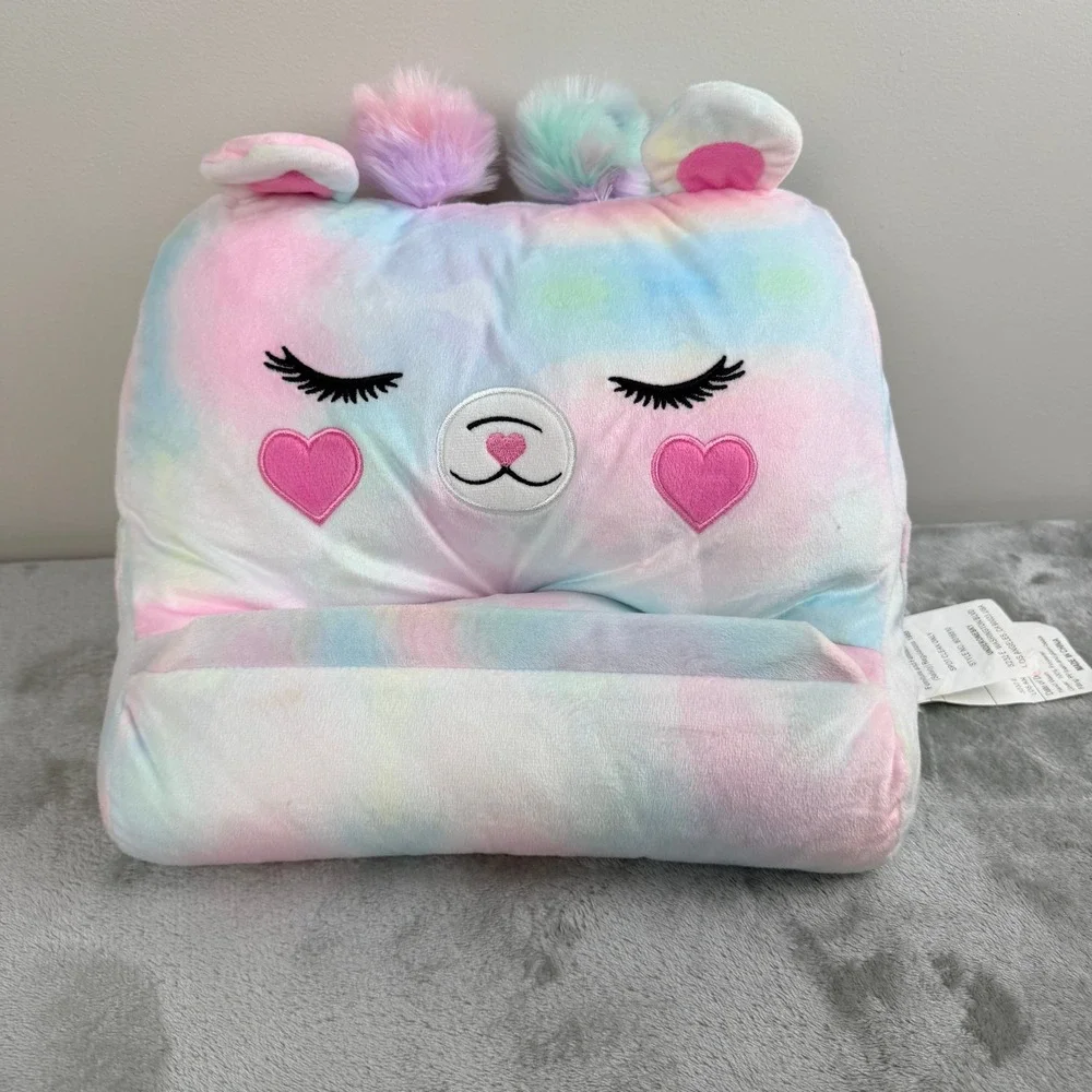 Under One Sky Llama Tablet Stand Plush‎ Pillow Pastel Tie Dye Heart Eyes 8016810